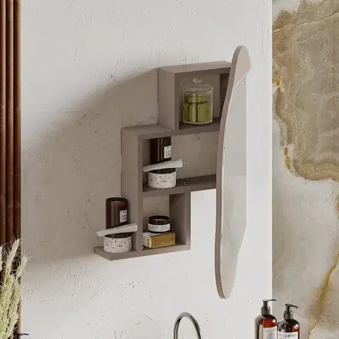 Koupelnová skříňka Cloud Storage Bathroom Wall Mirror - Light Mocha