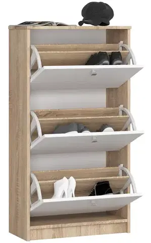 Ak furniture Botník Marienne 60 cm - 3 dvířka dub sonoma/bílý