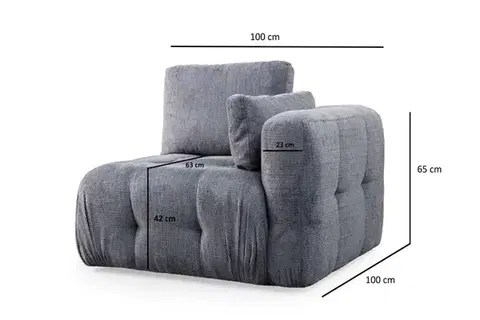 Rohová sedací souprava Amaris 2 Seater With Pouffe - Grey