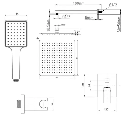 SAPHO CUBEMIX podomítkový sprchový set s pákovou baterií, 2 výstupy, vyústění, chrom CM042-01