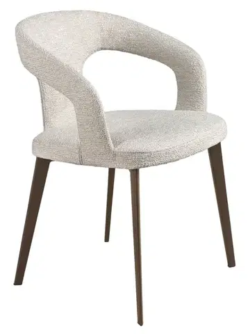 Estila Luxusní moderní čalouněná jídelní židle Maurius v bílé off white barvě s kovovými hnědými nožičkami 77 cm