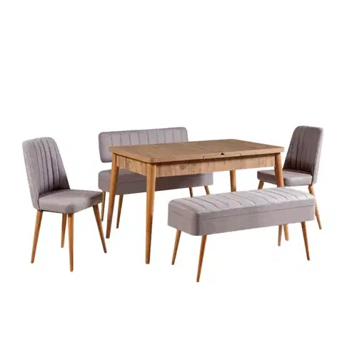 Jídelní set s rozkládacím stolem a židlemi (5 kusů) Vina 0701 - 4 - Atlantic, Grey