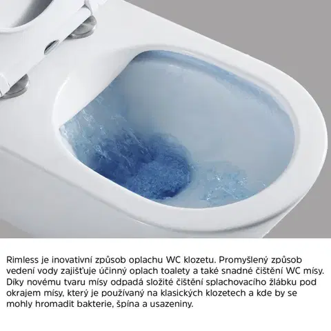 Mereo WC set Rimless WC hranaté, modul pro sádrokarton, bílé hranaté tlačítko MM02NSETRS320
