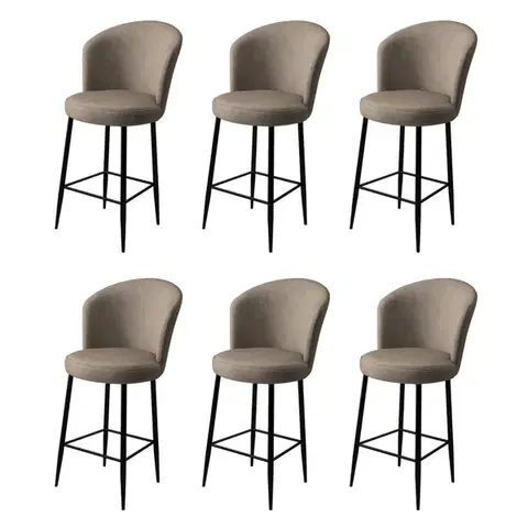 Bar Stool Set (6 Pieces) Alte - Cappuccino, Black