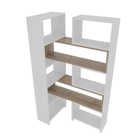 Knihovna Poyraz - White, Walnut