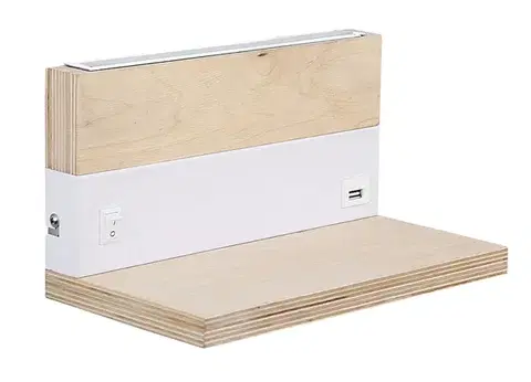 Dřevěná nástěnná lampa + bílá s poličkou LED 4000k - POSLEDNÍ KUS