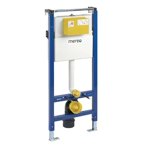 Mereo WC set Rimless WC hranaté, modul pro sádrokarton, bílé hranaté tlačítko MM02NSETRS320