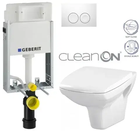 GEBERIT KOMBIFIXBasic vč. bílého tlačítka DELTA 21 + WC CERSANIT CLEANON CARINA + SEDÁTKO 110.100.00.1 21BI CA2