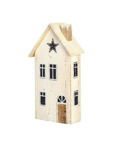 Dekorace Sněhový domeček 25cm bílý béžový
