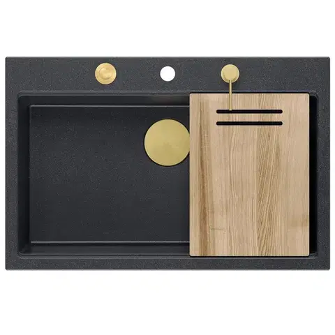 Quadron Granitový dřez MARC 110 WORKSTATION Black Metallic Ocel HQM7650U8_BS