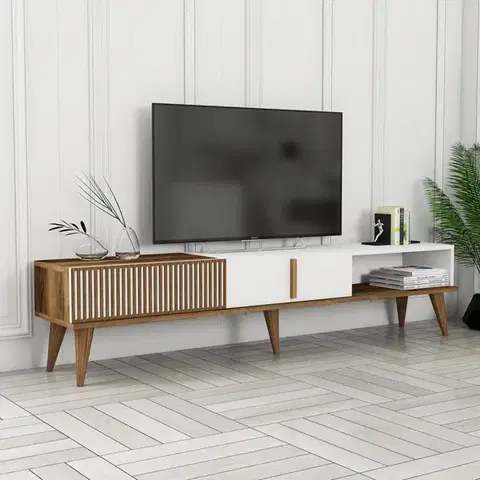 TV stolek Milan Alt - Walnut, White