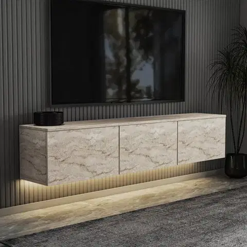 TV stolek Neon Illuminated - Travertine