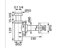 NOVASERVIS Sifon umyvadlový 5/4", černý S282-BL