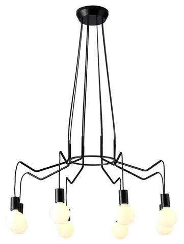 Závěsné stropní svítidlo, matná černá, 8x40W, Basso