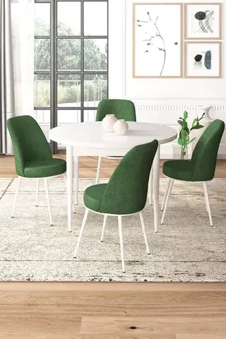Dining Table & Chairs Set (5 Pieces) Tor - White, Khaki