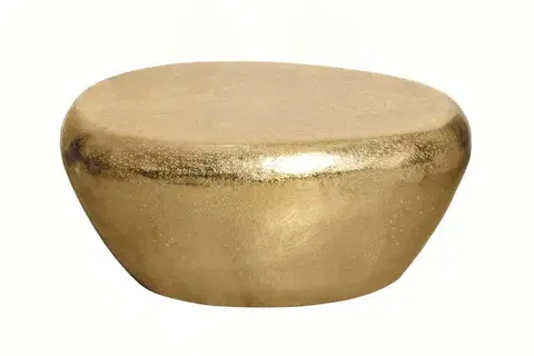 Estila Moderní art deco atypický kovový konferenční stolek Stone v podobě zlatého kamene 76 cm