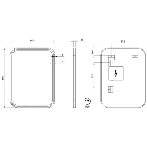 SAPHO CETIS zrcadlo s LED osvětlením 60x80cm, černá mat CT080