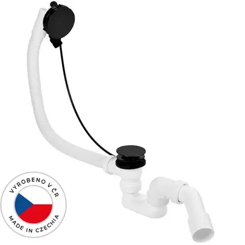 CERANO Vanová souprava ovládaná bovdenem s napouštěním SLIM sifon DN40/50 zátka 72mm černá 61 CER-199440