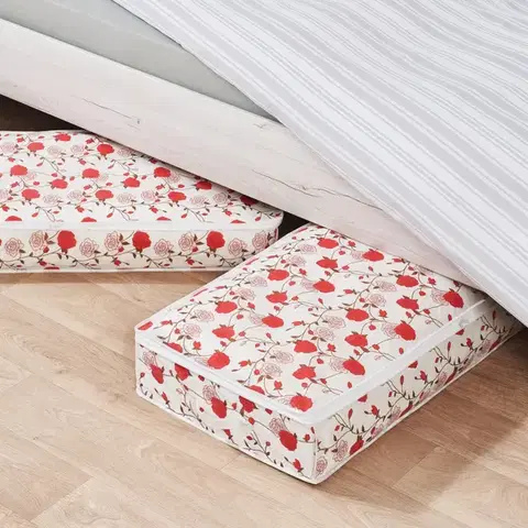 2 úložné boxy pod postel Růže