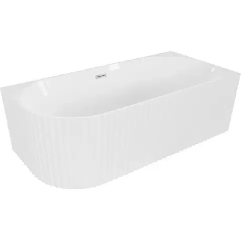 MEXEN/S Gia volně stojící rohová vana reliéf pravá 150 x 75, bílá lesk, sifon a přepad chrom 52701507500P-01