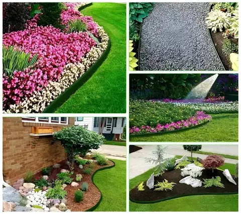 Okraj trávníku - plastový zahradní obrubník s kotvami 10 m 4 cm x 10 m