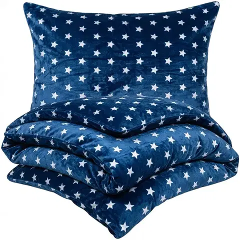 4Home povlečení mikroflanel Stars modrá, 160 x 200 cm, 70 x 80 cm