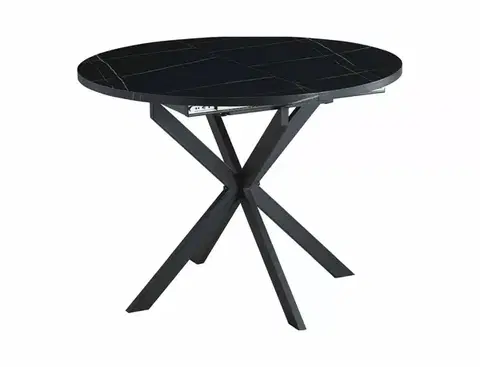Signal Jídelní rozkládací stůl Gaston 100/135 cm černý mramor/černý
