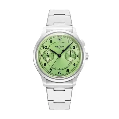 Vulcain Monopusher Heritage - Green - Steel Bracelet
