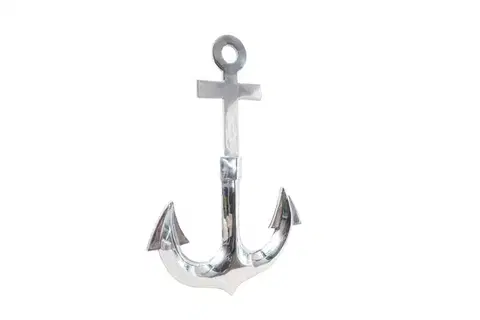 Estila Glamour nástěnná dekorace Anchor ve stříbrné barvě ve tvaru kovové kotvy s lesklým povrchem pro zavěšení 70 cm