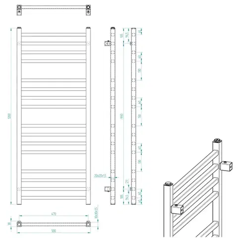 SAPHO METRO otopné těleso 500x1200 černá mat IR410TB