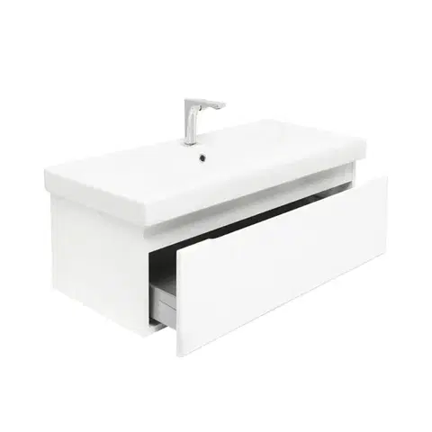 Koupelnová skříňka s baterií a umyvadlem SAT Evolution 1 98x30x44,8 cm bílá mat SATEVO100WMU1B SATEVO100WMU1B