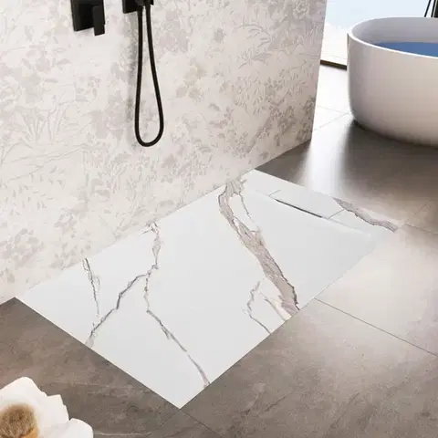 REA Sprchová vanička Bazalt CARRARA WHITE 80x100 REA-K7000