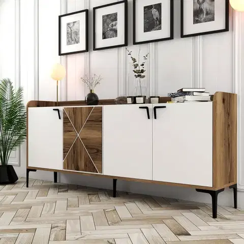 Konzolový stolek Venedik - Walnut, White