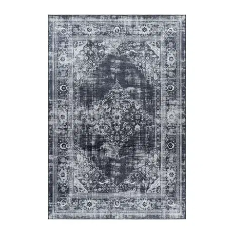 Ayyildiz, Kusový koberec Fiesta 4301 black, 80x250, černobílá, chodba / předsíň