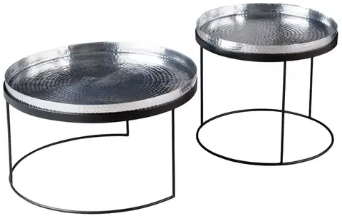 Estila Art-deco set kulatých konferenčních stolků Elements stříbrná 57cm