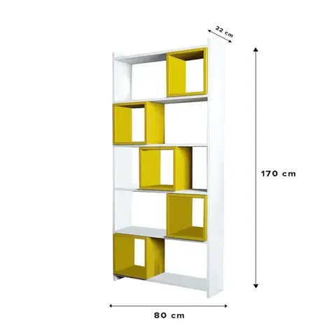 Knihovna Box - White, Yellow
