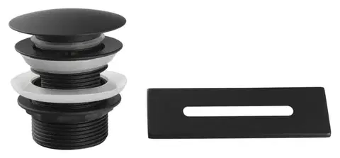 AQUALINE SET krytka přepadu, vanová výpust 6/4", click-clack, černá mat TF9005B