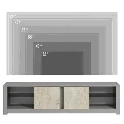 TV stolek Aydos - Grey, Travertine