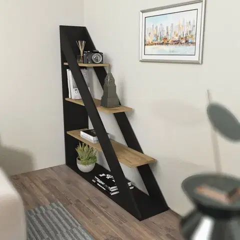Knihovna Pisagor - Black, Oak