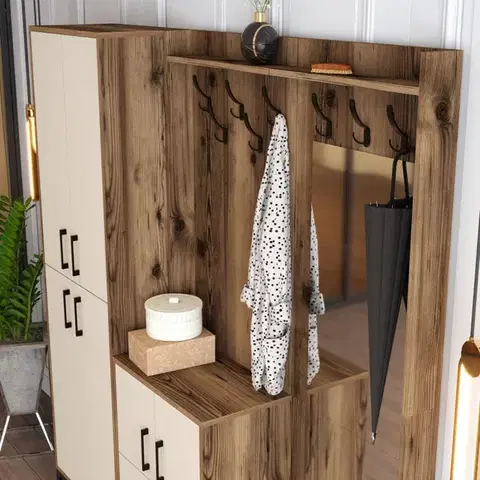 Předsíňová stěna Berlin ABC - Walnut, Cream