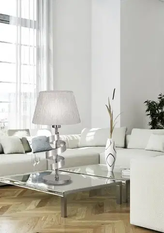 Stolní lampa chrom/stříbrná stuha Denis