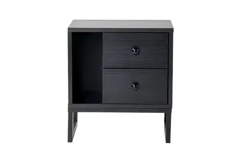 Noční stolek Glimmer - Wood Black, Black