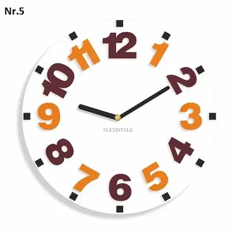 Dětské nástěnné hodiny s barevnými čísly oranžová