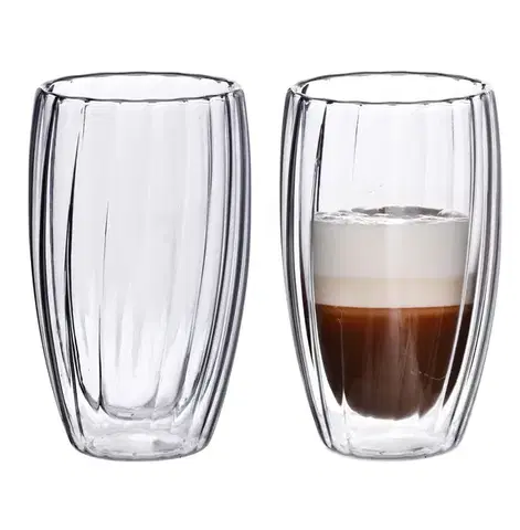 Allesken Sada 2 ks skleněných hrnků PETER STRIPES 450 ml čirá