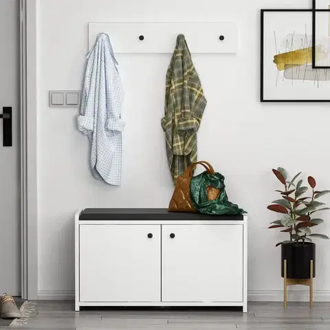 Hanah Home Botník s věšákem ZEN bílý