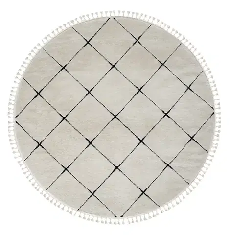 My Flair, Kusový koberec Moroccan Vision weiß kruh, 240x240 (průměr) kruh, černobílá, ložnice