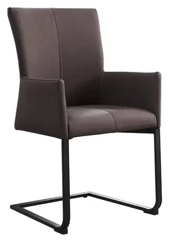 Estila Designová kožená industriálna konzolová stolička Samson s hnedo šedým prešívaným poťahom a kovovou černou nohou 95 cm