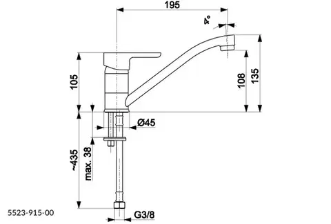 KFA GRANAT stojánková dřezová baterie (L=200 MM), chrom 5523-915-00