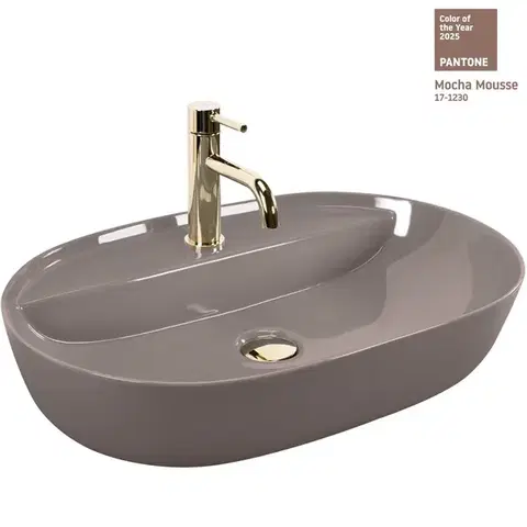 REA Umyvadlo na desku Aura 61 Beige Shiny REA-U6381