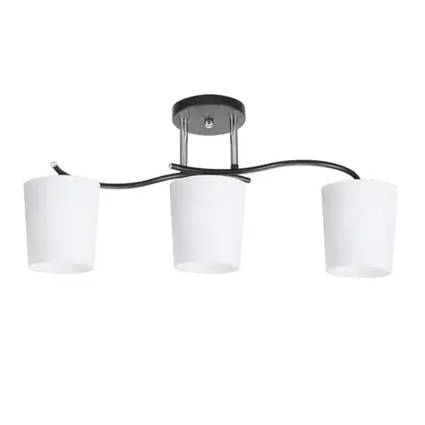 Stropní lampa Esnyr, chrom+černá, 3x40, E27, bílé stínidlo